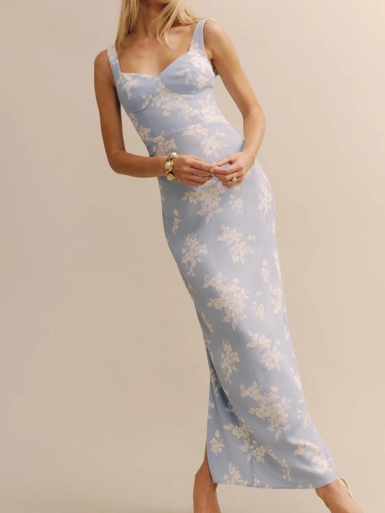 Reformation Dresses & Skirts - Reformation Reverie Dress Pale Blue Floral Blooms Maxi